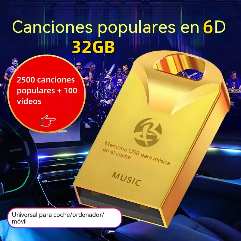 ID:16832 - 🔥🔥【32 GB】Memoria USB universal de alta calidad para música en coches【2500 canciones populares + 100 vídeos】